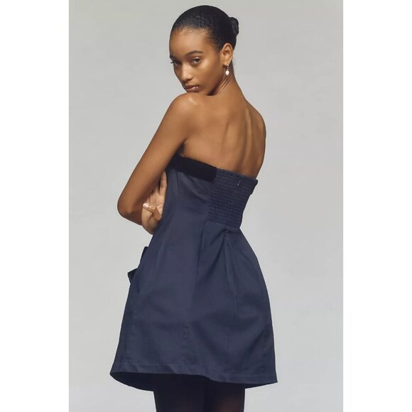 Maeve Strapless Bow Velvet Mini Dress M - Picture 2 of 3